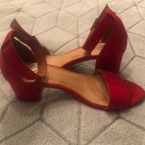 Red Rouge block heels in great condition